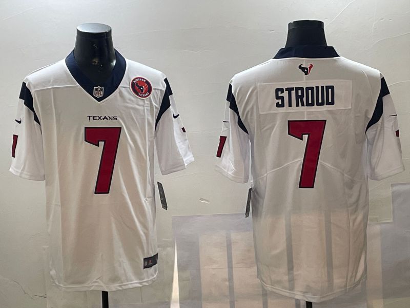 Men Houston Texans #7 Stroud White Second generation 2024 Nike Limited NFL Jersey style 01081